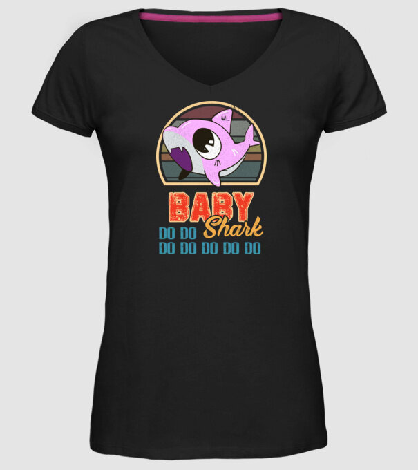 BabyGIRL shark model negru pe tricou