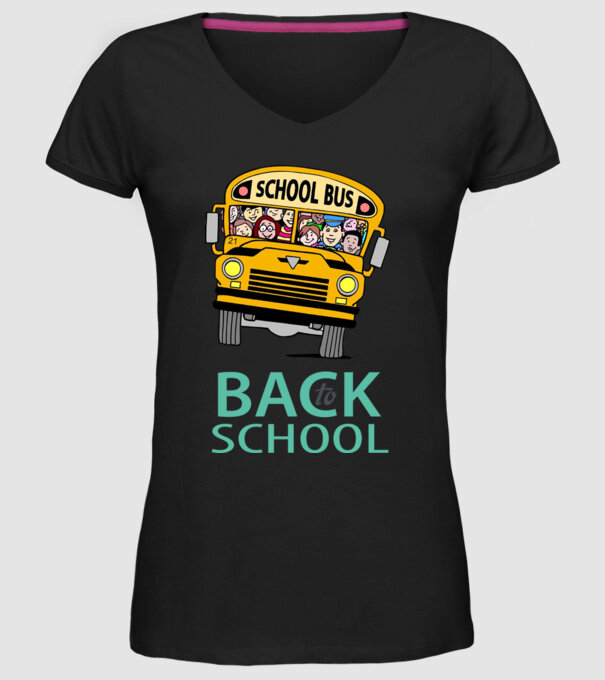 Back to school bus model negru pe tricou