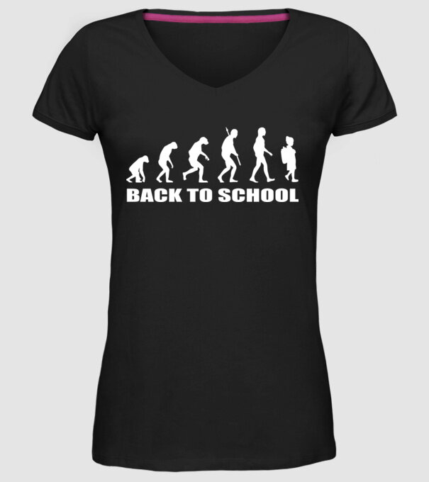 Back to school evolution model negru pe tricou