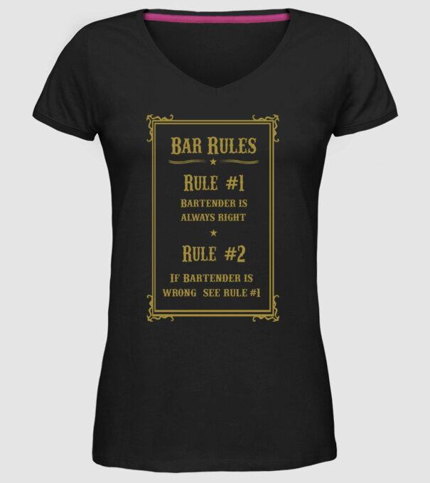 Bar rules model negru pe tricou
