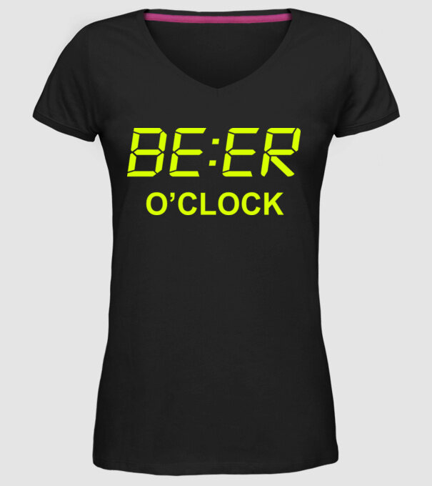 'Beer o'' clock' model negru pe tricou