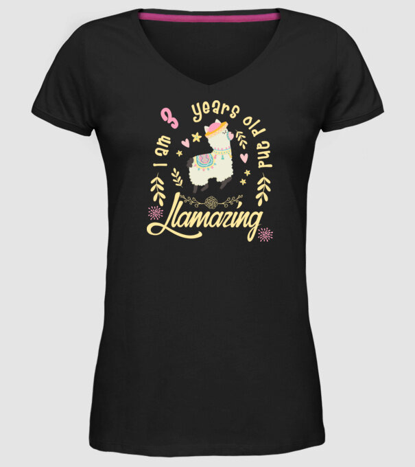 Birthday Llamazing 3 years old model negru pe tricou