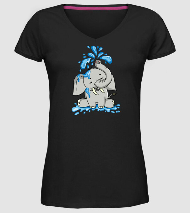 boldog elefánt model negru pe tricou