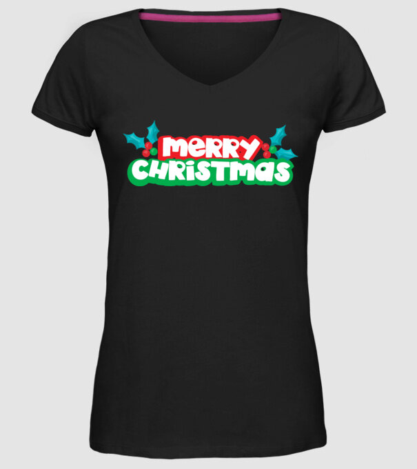 Text Crăciun Fericit model negru pe tricou
