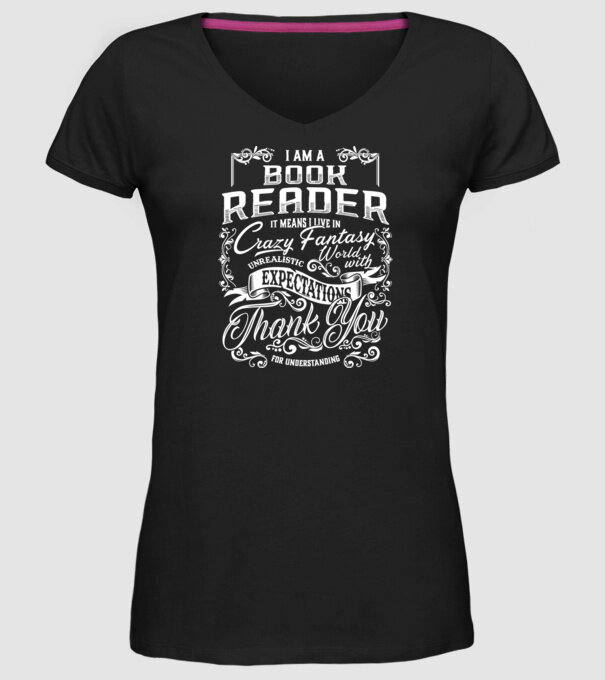 Book reader model negru pe tricou