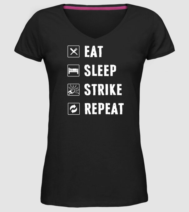 Bowling daily routine model negru pe tricou