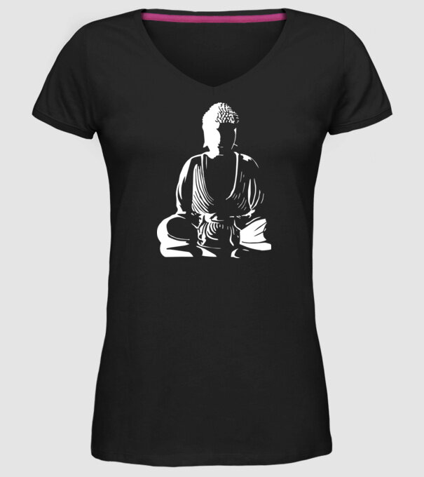 buddha silhouette model negru pe tricou