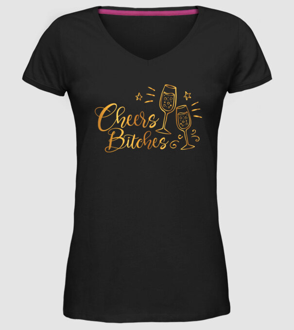 Cheers Bitches model negru pe tricou