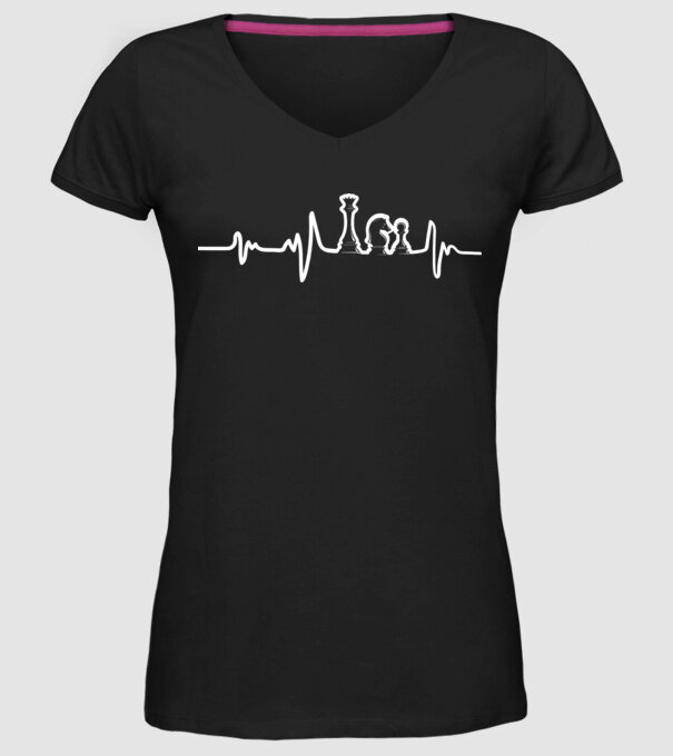 Chess heartbeat model negru pe tricou