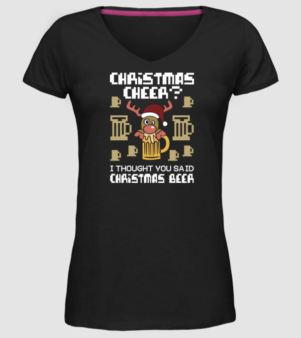 Christmas beer pulovăr urât model negru pe tricou