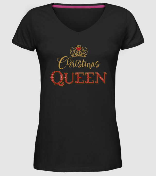 Christmas Queen model negru pe tricou