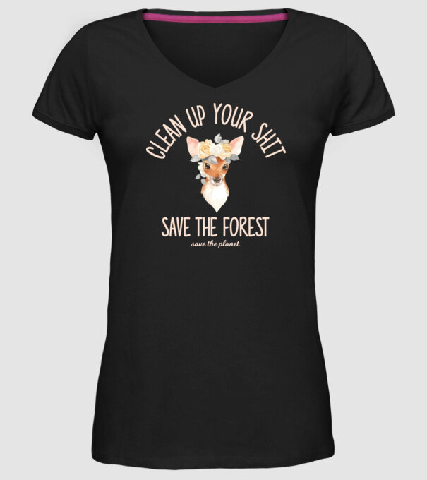 Clean up your shit model negru pe tricou