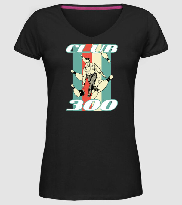 club300 model negru pe tricou