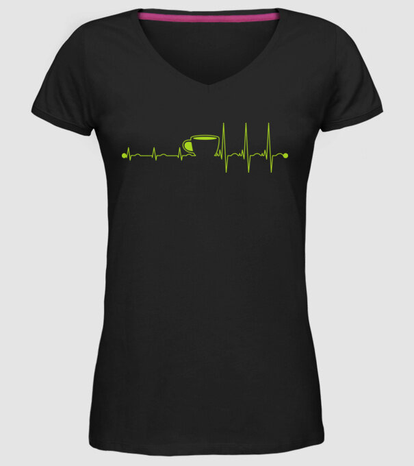 Coffee heartbeat model negru pe tricou