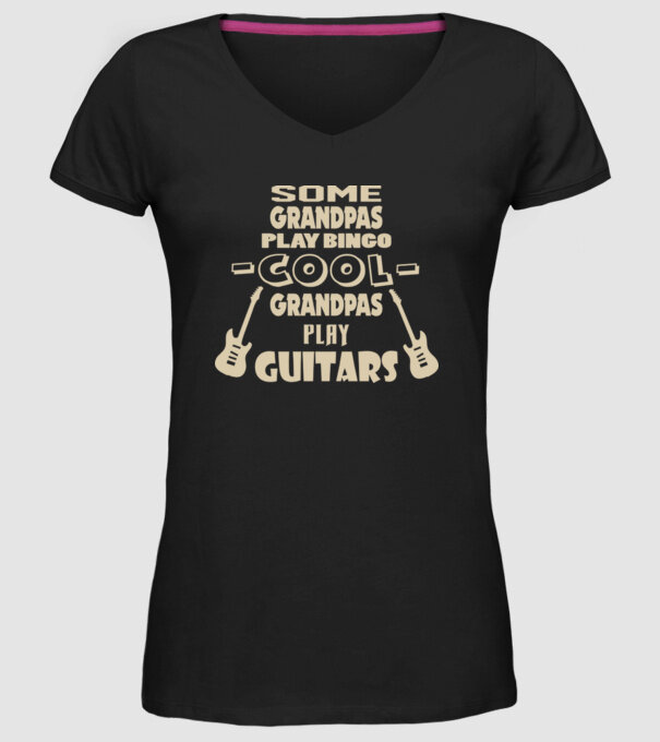 Cool grandpas play guitar model negru pe tricou