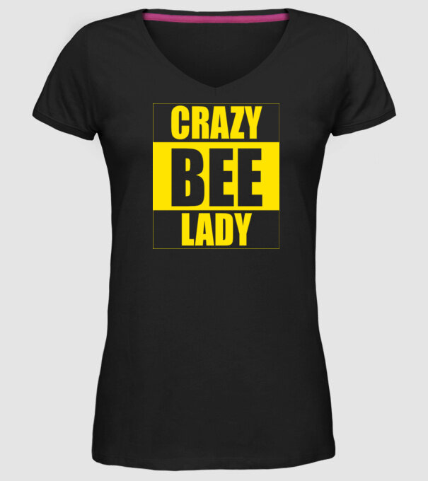 Crazy bee lady model negru pe tricou