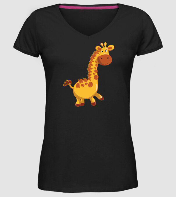 Cute giraffe model negru pe tricou