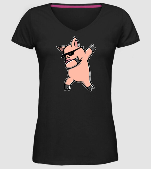 Porc dab model negru pe tricou