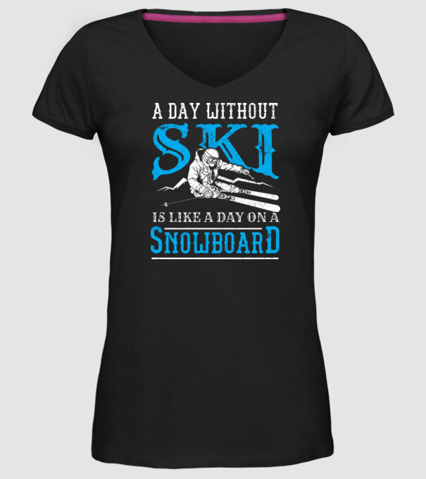 Day without SKI model negru pe tricou