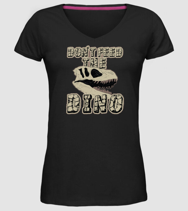 Dont feed the dino model negru pe tricou
