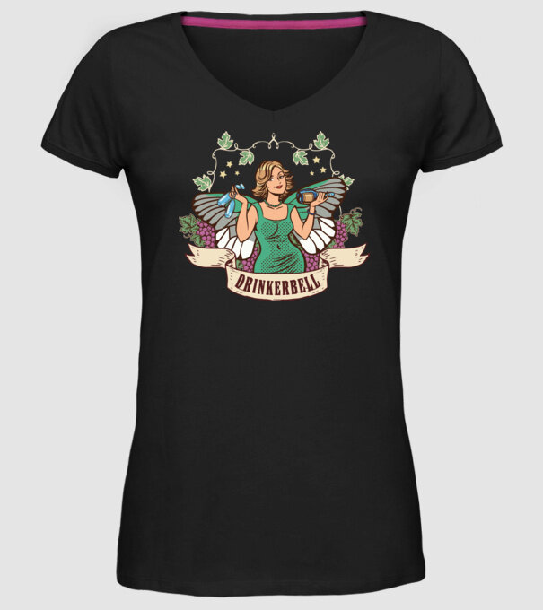 Drinkerbell model negru pe tricou