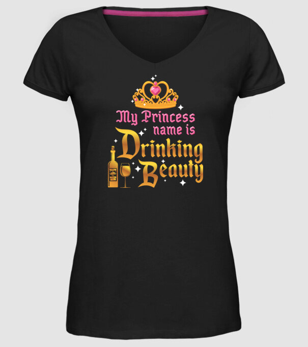 Drinking beauty model negru pe tricou