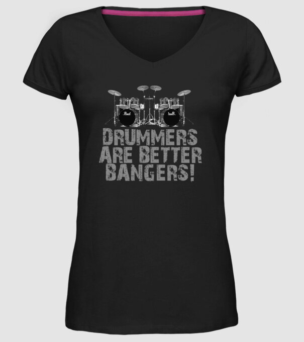 Drummers are better bangers model negru pe tricou
