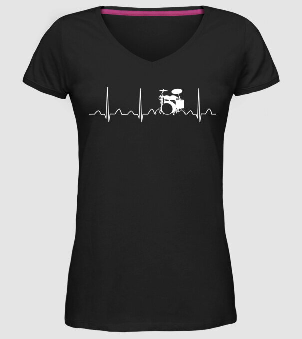 Drums heartbeat model negru pe tricou