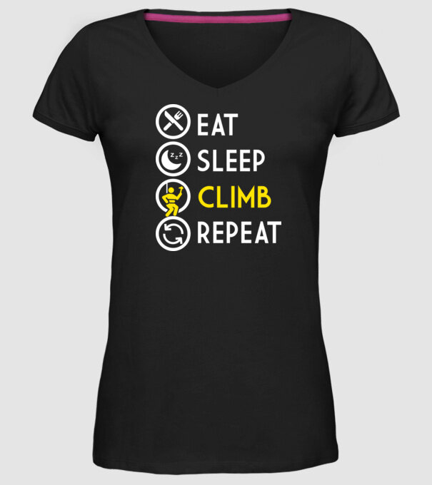 Eat sleep climb model negru pe tricou