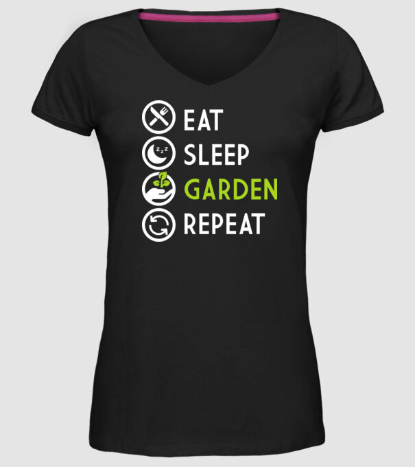 Eat sleep garden repeat model negru pe tricou