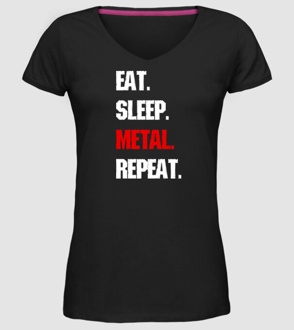 Eat sleep METAL repeat model negru pe tricou