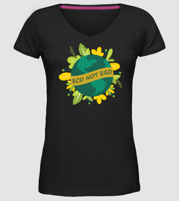 ECO NOT EGO model negru pe tricou