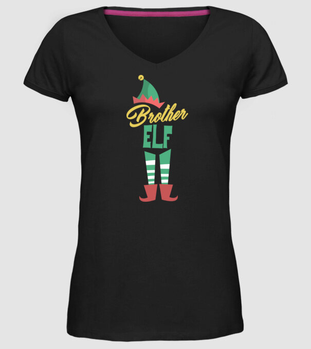 Elf family brother model negru pe tricou