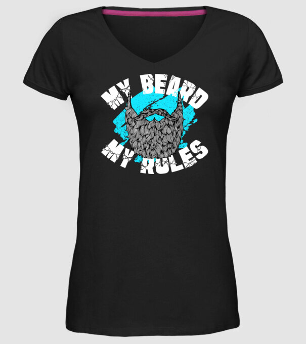 Barba mea, regulile mele (engleză) model negru pe tricou
