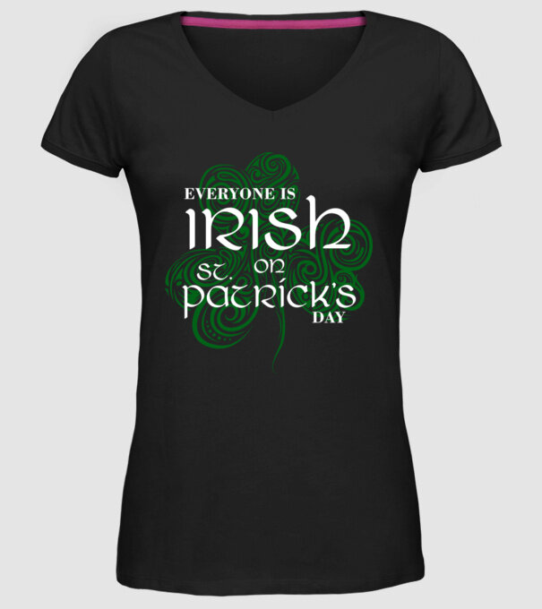 Everyone is irish shamrock model negru pe tricou