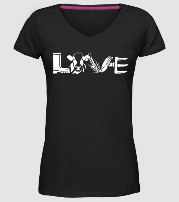 Farm love Cu tractor model negru pe tricou