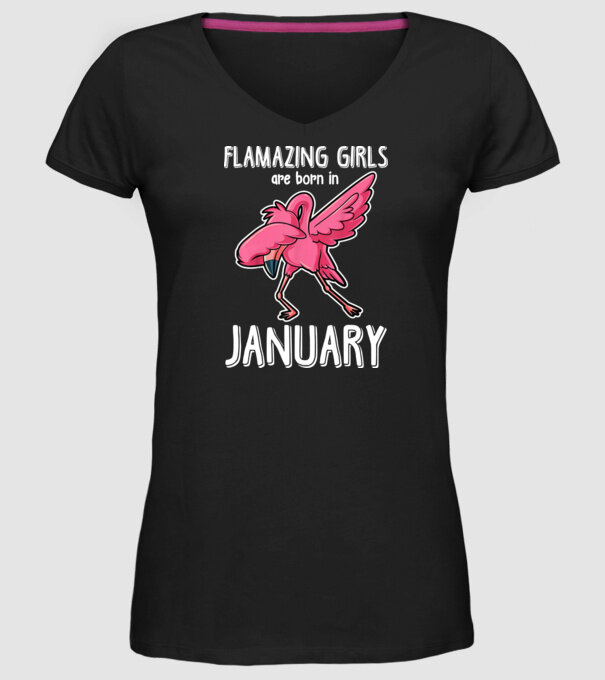 Flamazing girls are born in january model negru pe tricou