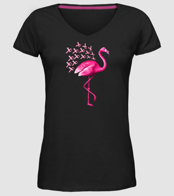 Flamingo pink model negru pe tricou