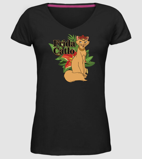 FridaCatlo model negru pe tricou