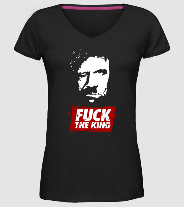 Fuck the king model negru pe tricou