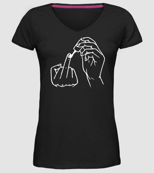 Nail polish Fuck U model negru pe tricou