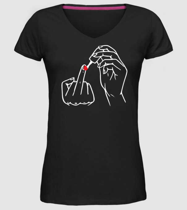 Nail polish Fuck U model negru pe tricou