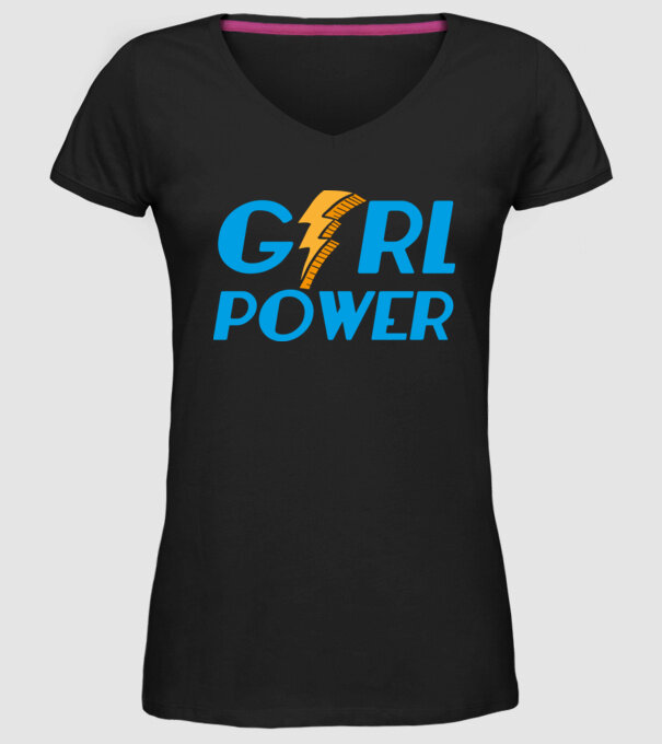 GirlPower model negru pe tricou