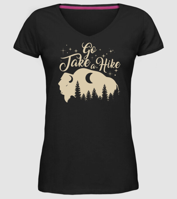 Go take a hike buffalo model negru pe tricou