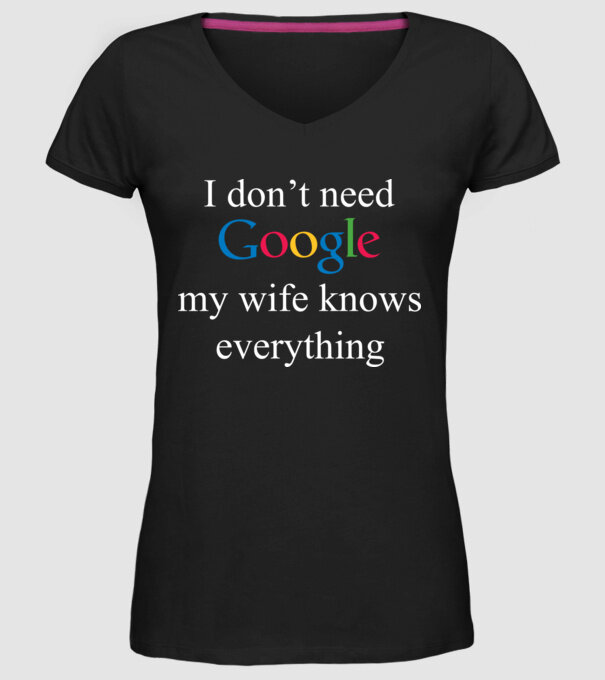Google wife model negru pe tricou