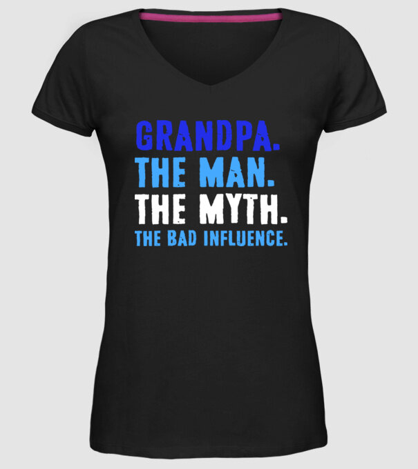 Grandpa, the bad influence model negru pe tricou