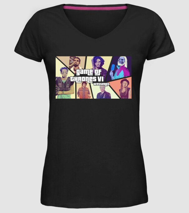 GTA Game of Thrones model negru pe tricou