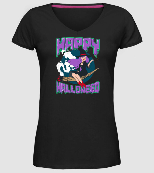 Happy Halloweed model negru pe tricou