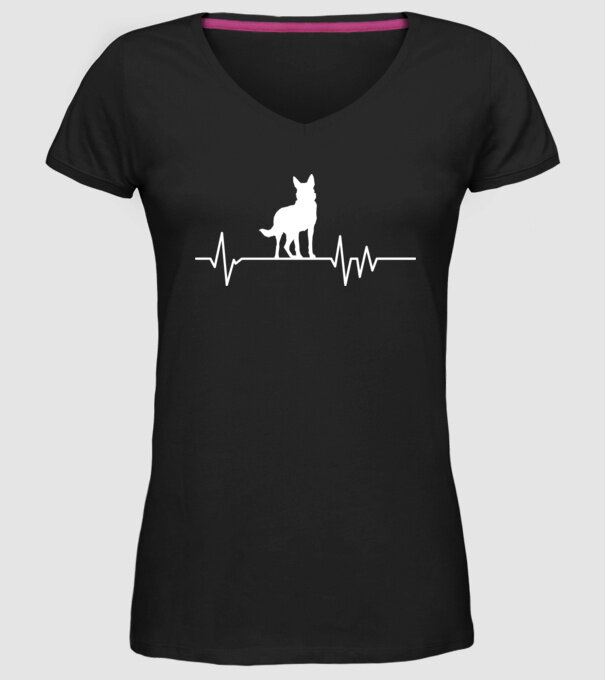 Heartbeat siluetă Ciobănesc german model negru pe tricou