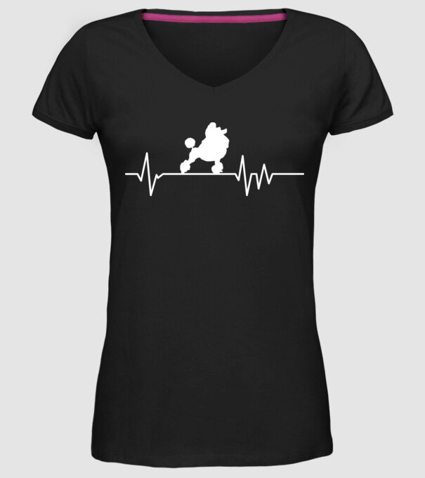 Heartbeat silueta Pudel model negru pe tricou